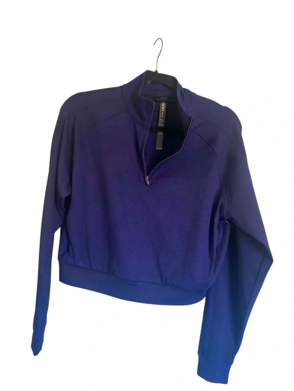 NWOT Vuori cropped quarter zip BLUE Size S